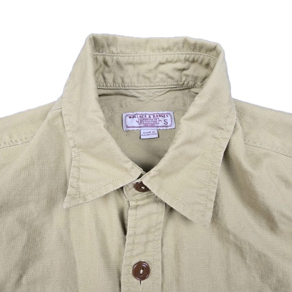 Wallace & Barnes‎ Men's Cotton Short-Sleeve Shirt S Beige Workwear Safari Woven - Picture 3 of 12